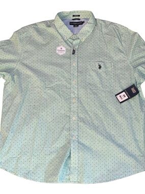 U.S. Polo Assn. Light Mint Green Button-Down Shirt Stretch 3XL NWT